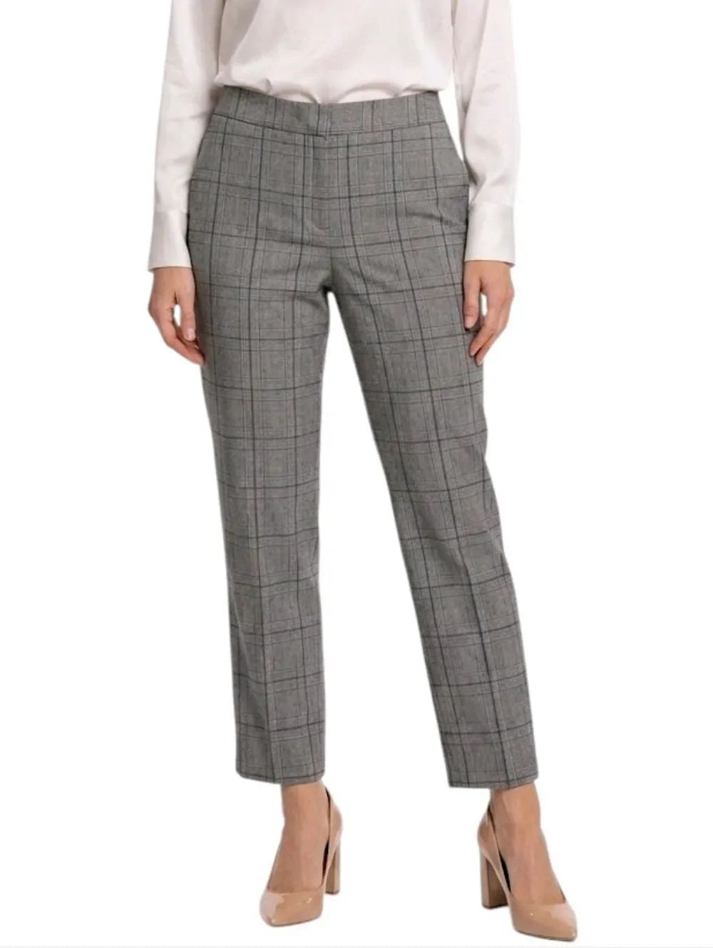 Banana Republic Sloan Gray Plaid Cropped Skinny Dress Pants Size 12